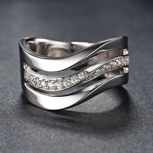 New Unisex 925 Silver Luxury Diamond Party Ring